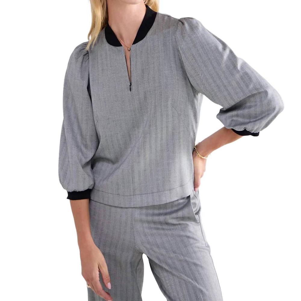 NEW SUMMUM herringbone top in black